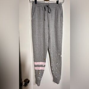 Chaser Gray Joggers with Pink and Gold Accents